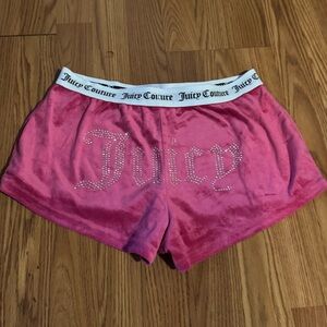 Juicy Couture Pink Velour Shorts Size S Bling Y2k Vintage Glam Lounge‎ Sleepwear